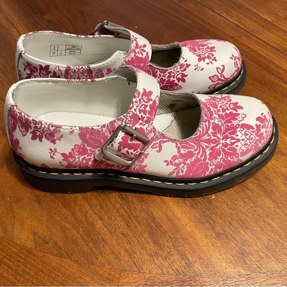 Dr Martens Polley Camilla Hall Brocade Flocked Pink Floral Mary Jane
